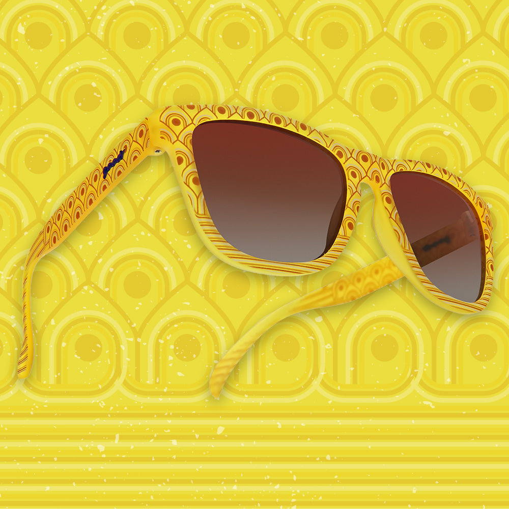 Scusi, Coming Through | yellow square sunglasses with gradient amber lenses| Milan tour inspired goodr OG sunglasses