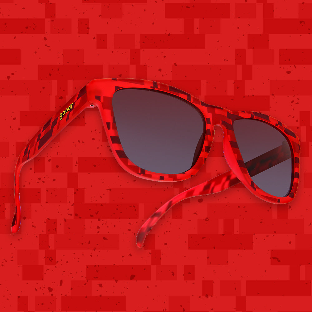 Cobble Wobble Goggles | RED square sunglasses with gradient purple lenses| Flanders Blegium inspired goodr OG sunglasses